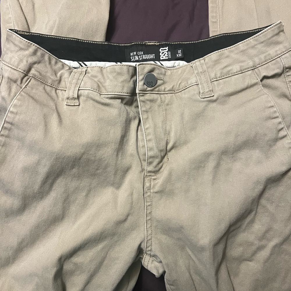 RSQ slim straight khaki chinos